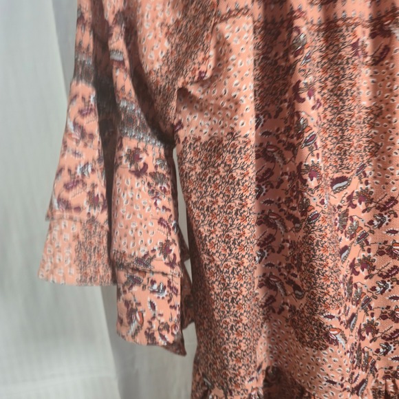 Umgee USA Floral‎ Print Dress Tiered Bell Sleeve Boho Bohemian Small S - Picture 15 of 16